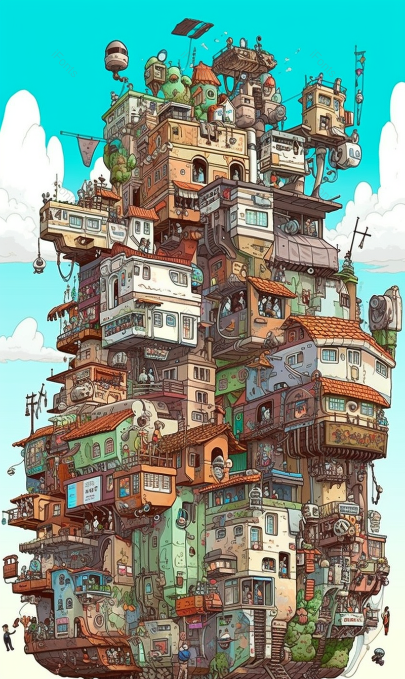 春天夏天高楼平楼城市居民房居民区卡通风格插画背景,插画/手绘图,插画/手绘图库,插画/手绘图下载,插画/手绘